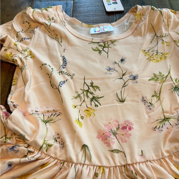 Dot Dot Smile apricot floral Cap sleeve twirl dress New - Picture 3 of 4